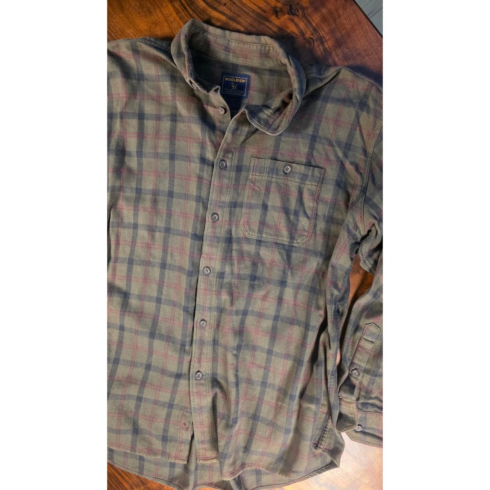 Woolrich Flannel Olive Green Burgundy Plaid Vtg Y2k Skater ECLECTIC GRANDPA